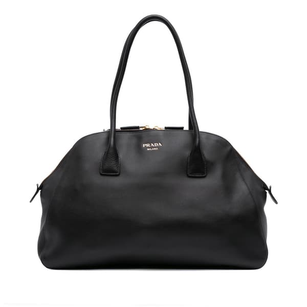 Pre-owned Prada Medium Soft Grain Leather Shopping Bag Black