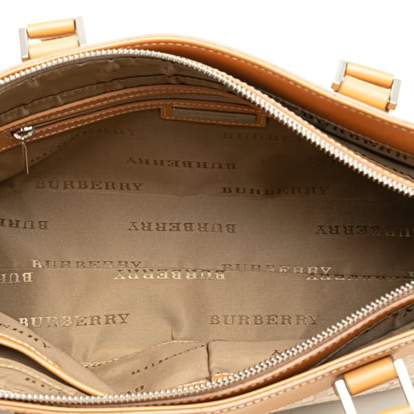 Pre-owned Burberry Leather Trimmed Canvas Handbag Brown