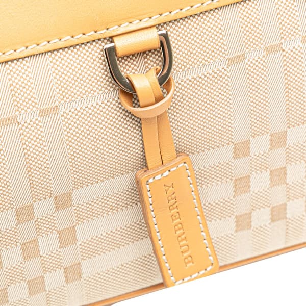 Pre-owned Burberry Leather Trimmed Canvas Handbag Brown