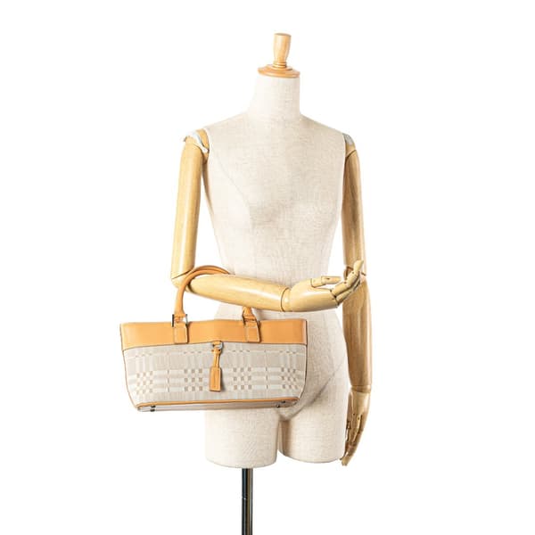 Pre-owned Burberry Leather Trimmed Canvas Handbag Brown