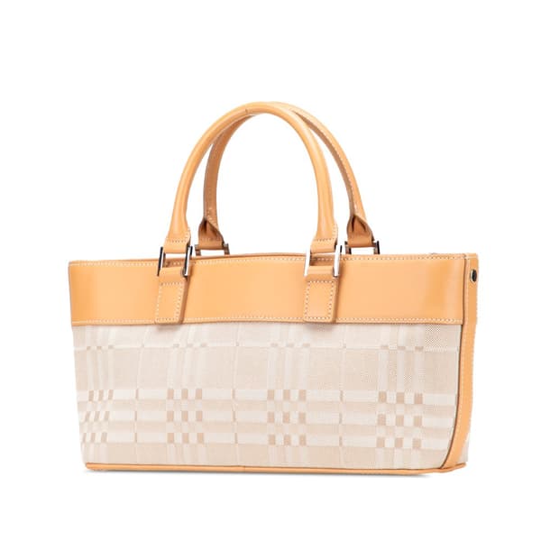 Pre-owned Burberry Leather Trimmed Canvas Handbag Brown