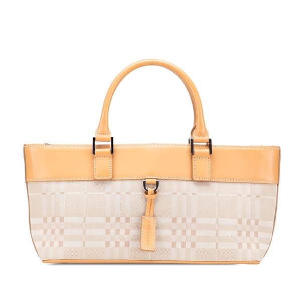 Pre-owned Burberry Leather Trimmed Canvas Handbag Brown
