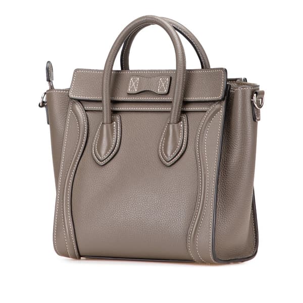 Pre-owned Celine Nano Leather Luggage Tote Brown