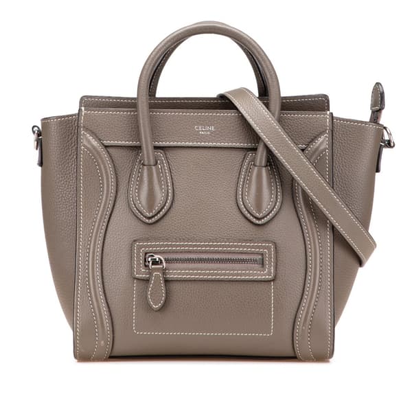 Pre-owned Celine Nano Leather Luggage Tote Brown