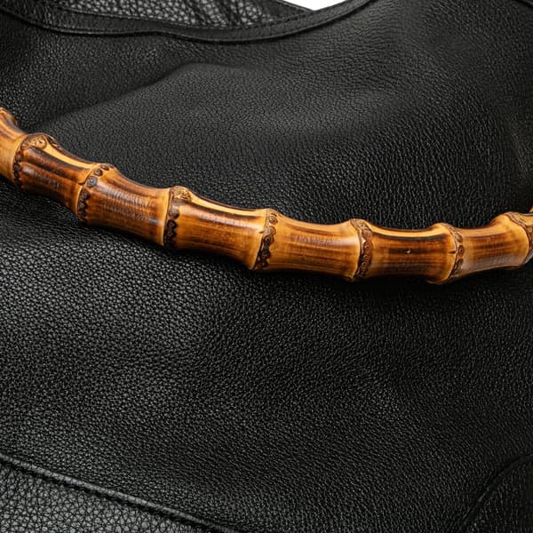 Pre-owned Gucci Calfskin Bamboo Diana Satchel Black