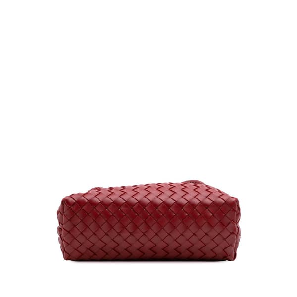 Pre-owned Bottega Veneta Lambskin Intrecciato East West Andiamo Top Handle Bag Red