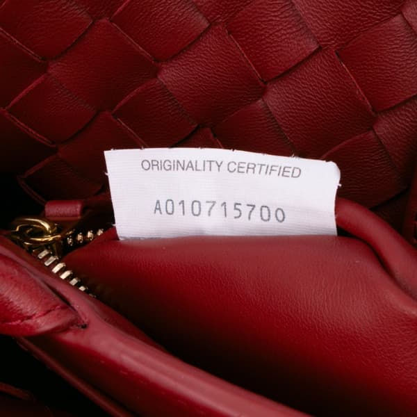 Pre-owned Bottega Veneta Lambskin Intrecciato East West Andiamo Top Handle Bag Red