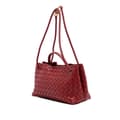 Miniatyrbillede 2 af 10: Pre-owned Bottega Veneta Lambskin Intrecciato East West Andiamo Top Handle Bag Red