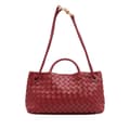 Miniatyrbillede 1 af 10: Pre-owned Bottega Veneta Lambskin Intrecciato East West Andiamo Top Handle Bag Red