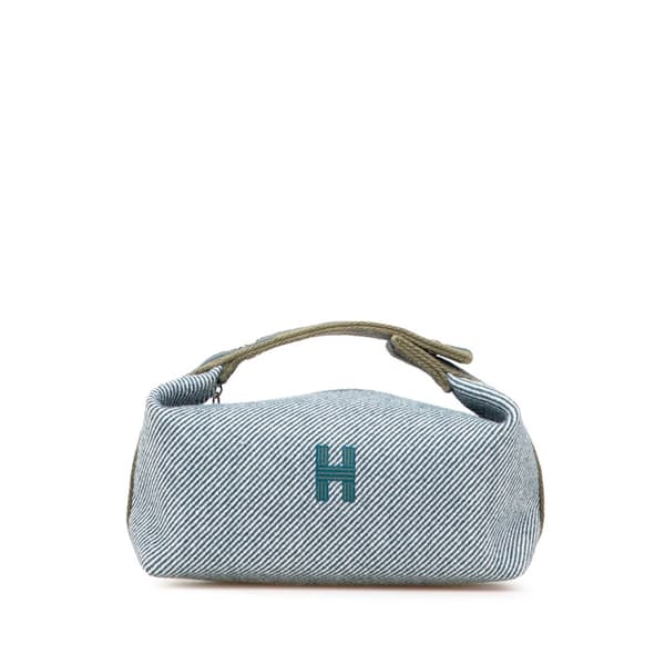 Pre-owned Hermès Small Wool Bride A Brac H Natte Case Blue