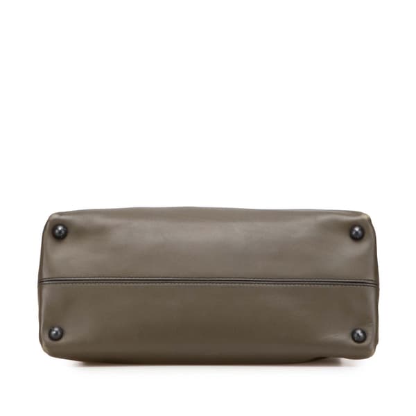 Pre-owned Bottega Veneta Medium Intrecciato Trimmed Nappa Piazza Satchel Brown