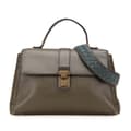 Pikkukuva 1 / 10: Pre-owned Bottega Veneta Medium Intrecciato Trimmed Nappa Piazza Satchel Brown