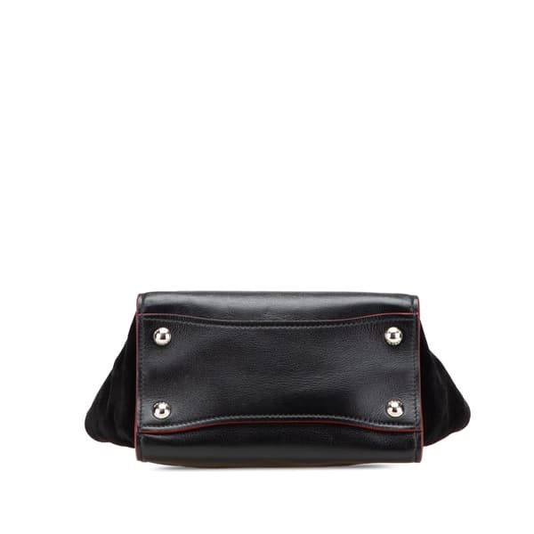 Pre-owned Prada Mini Scamosciato Trimmed Glace Calf Twin Pocket Satchel Black