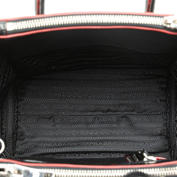 Pre-owned Prada Mini Scamosciato Trimmed Glace Calf Twin Pocket Satchel Black