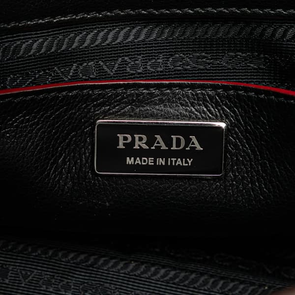 Pre-owned Prada Mini Scamosciato Trimmed Glace Calf Twin Pocket Satchel Black