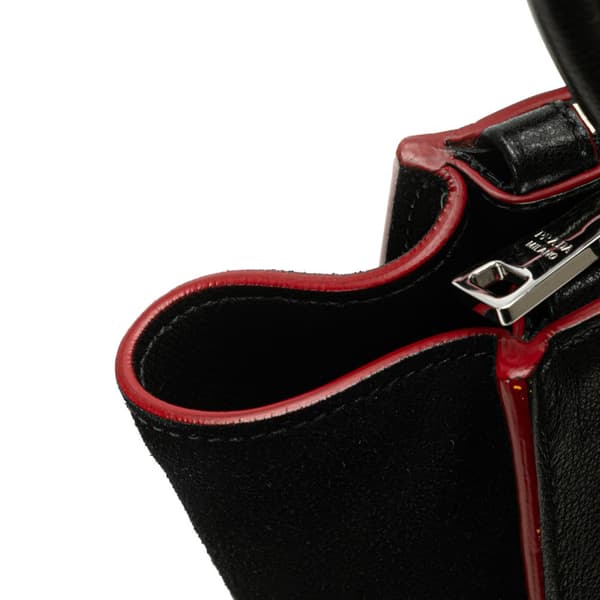 Pre-owned Prada Mini Scamosciato Trimmed Glace Calf Twin Pocket Satchel Black