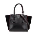 Miniatyrbilde 1 av 10: Pre-owned Prada Mini Scamosciato Trimmed Glace Calf Twin Pocket Satchel Black