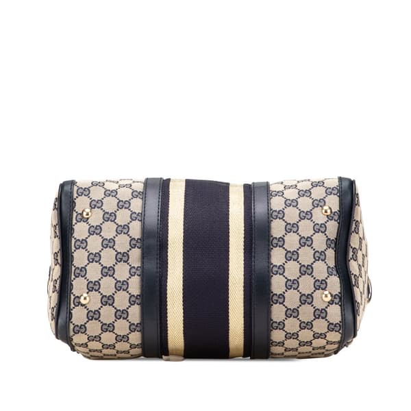 Pre-owned Gucci GG Canvas Web Joy Boston Bag Brown