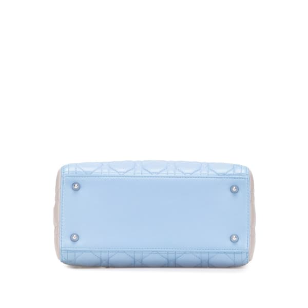 Pre-owned Dior Medium Bicolor Lambskin Cannage Lady Dior Blue
