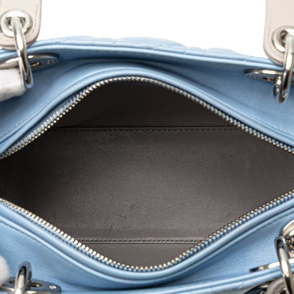 Pre-owned Dior Medium Bicolor Lambskin Cannage Lady Dior Blue