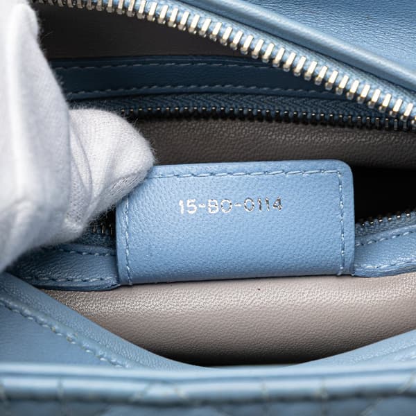 Pre-owned Dior Medium Bicolor Lambskin Cannage Lady Dior Blue