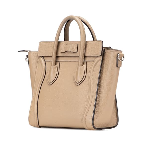 Pre-owned Celine Nano Leather Luggage Tote Brown
