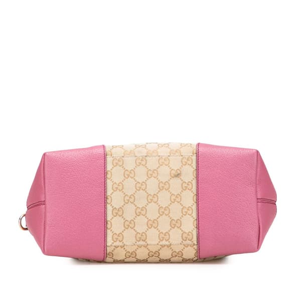 Pre-owned Gucci Medium GG Canvas Bree Satchel Brown