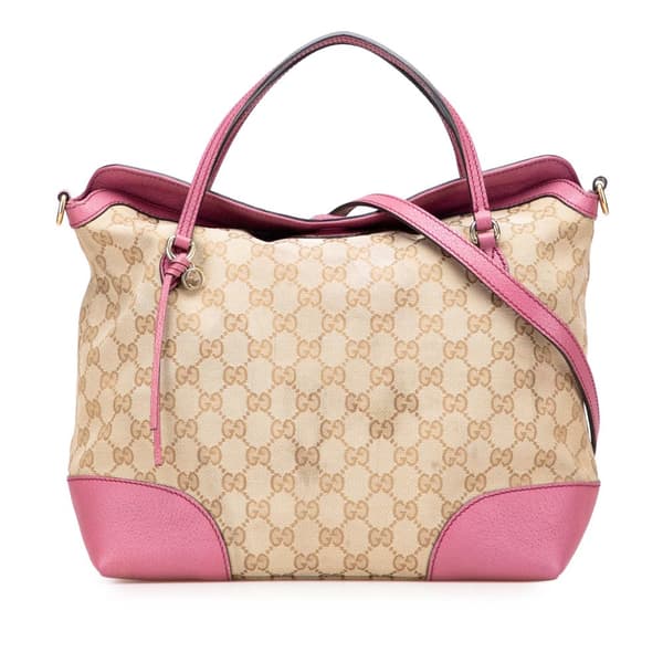 Pre-owned Gucci Medium GG Canvas Bree Satchel Brown