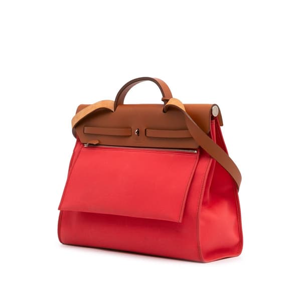 Pre-owned Hermès Toile Herbag Zip 39 Pink