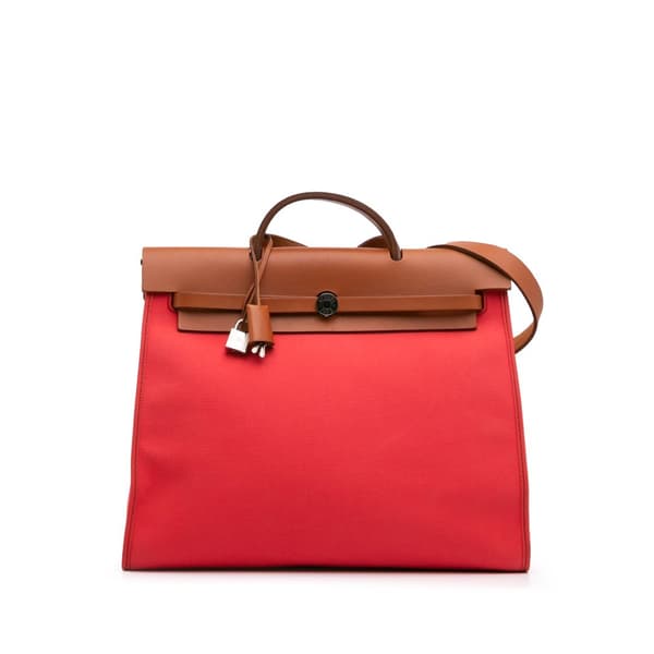 Pre-owned Hermès Toile Herbag Zip 39 Pink