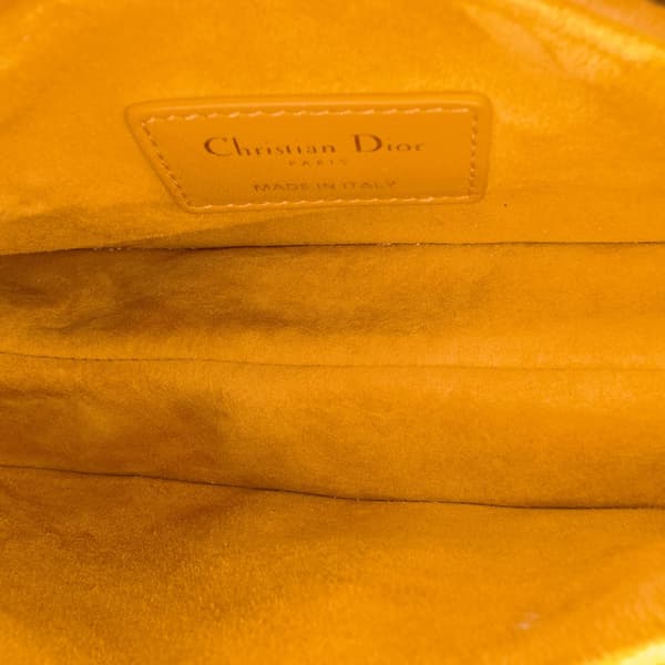 Pre-owned Dior Mini Velvet Crystal Embellished Saddle Bag Orange