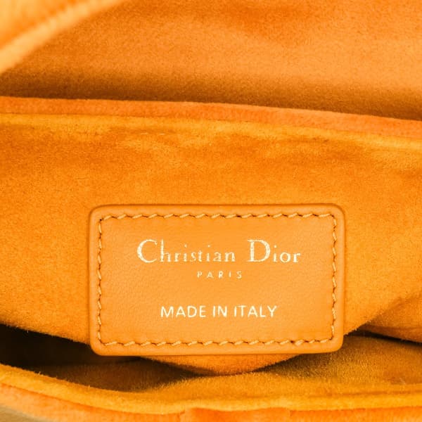 Pre-owned Dior Mini Velvet Crystal Embellished Saddle Bag Orange