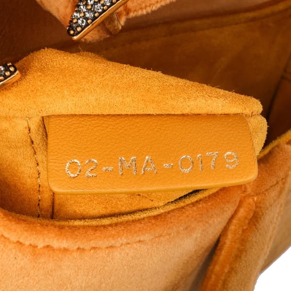Pre-owned Dior Mini Velvet Crystal Embellished Saddle Bag Orange