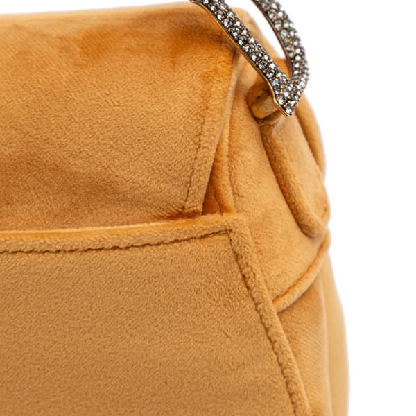 Pre-owned Dior Mini Velvet Crystal Embellished Saddle Bag Orange
