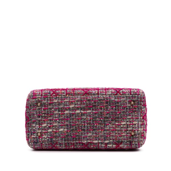 Pre-owned Dior Medium Tweed Macrocannage Lady Dior Pink
