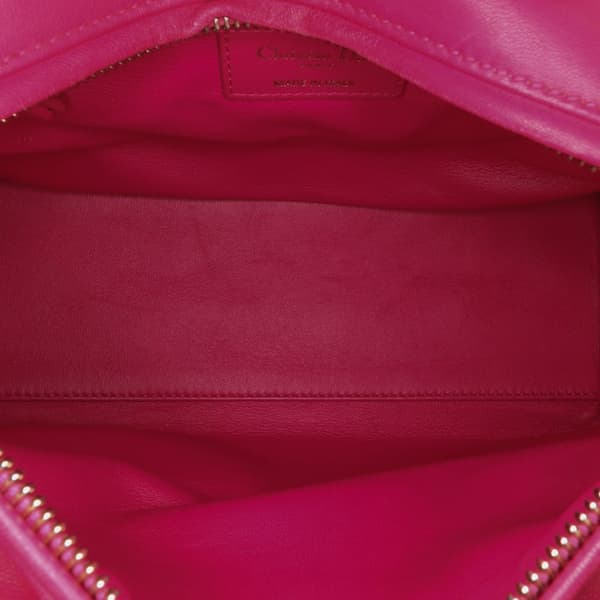 Pre-owned Dior Medium Tweed Macrocannage Lady Dior Pink