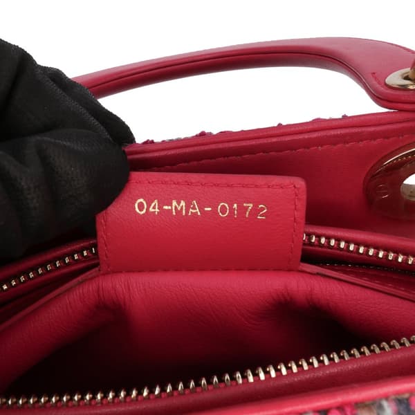 Pre-owned Dior Medium Tweed Macrocannage Lady Dior Pink