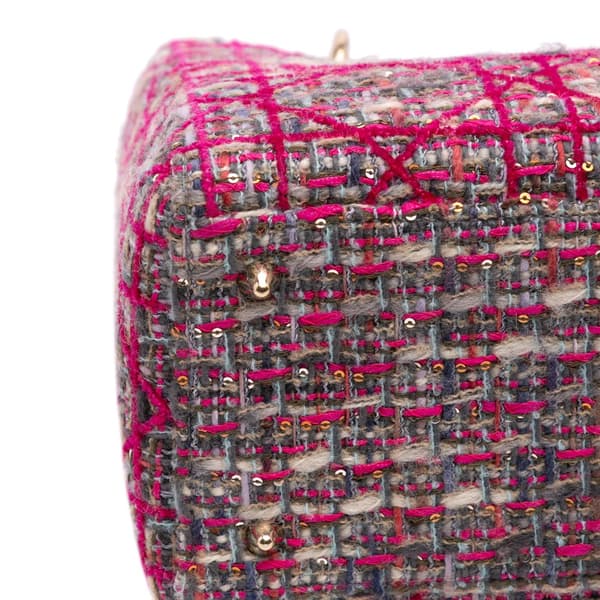 Pre-owned Dior Medium Tweed Macrocannage Lady Dior Pink