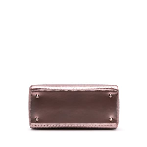 Pre-owned Dior Medium Metallic Patent Microcannage Lady Dior Purple