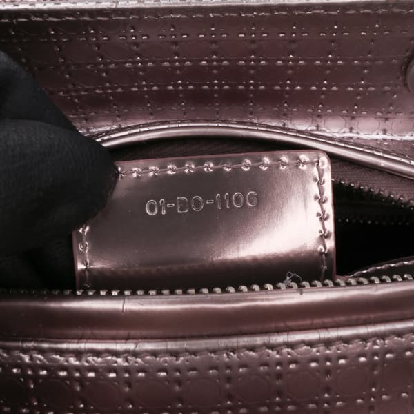 Pre-owned Dior Medium Metallic Patent Microcannage Lady Dior Purple
