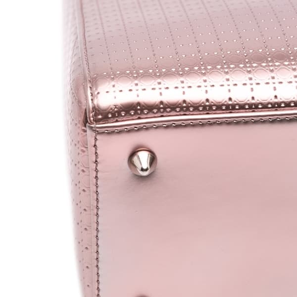Pre-owned Dior Medium Metallic Patent Microcannage Lady Dior Purple