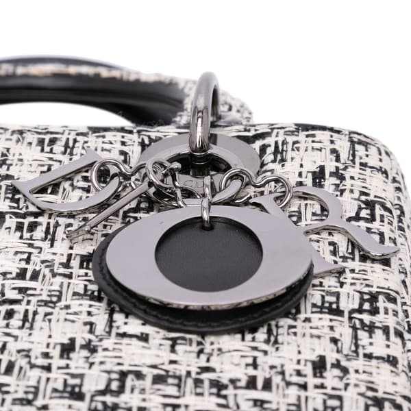 Pre-owned Dior Medium Tweed Lady Dior White
