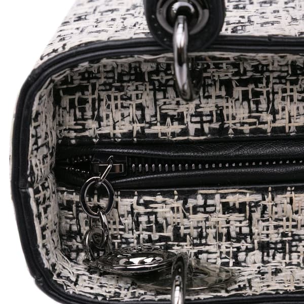Pre-owned Dior Medium Tweed Lady Dior White