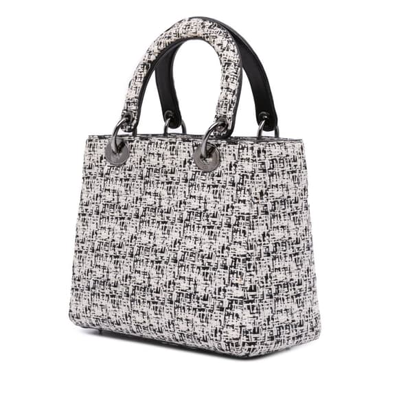 Pre-owned Dior Medium Tweed Lady Dior White