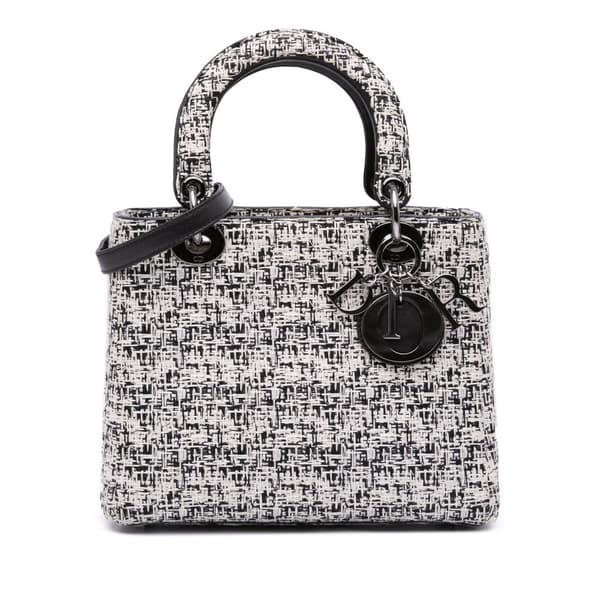 Pre-owned Dior Medium Tweed Lady Dior White