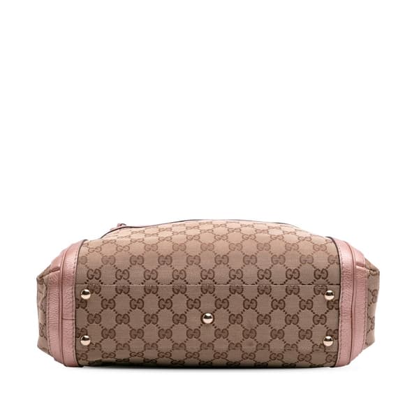 Pre-owned Gucci GG Canvas Bella Satchel Brown