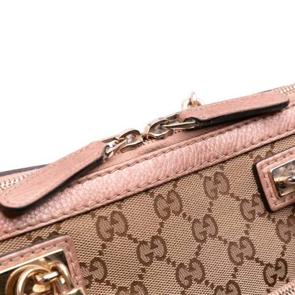 Pre-owned Gucci GG Canvas Bella Satchel Brown