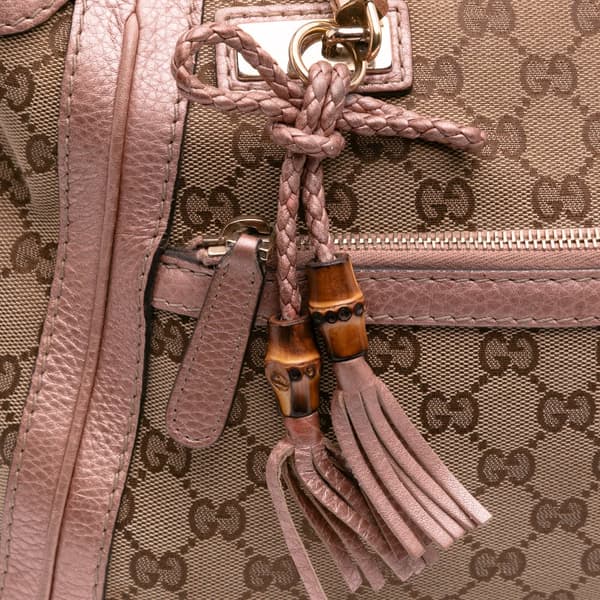 Pre-owned Gucci GG Canvas Bella Satchel Brown