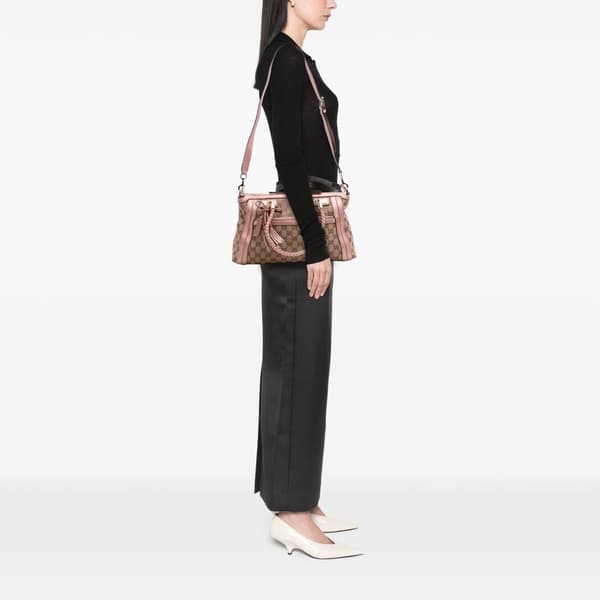Pre-owned Gucci GG Canvas Bella Satchel Brown