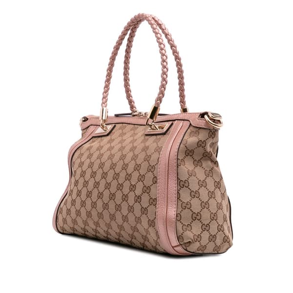 Pre-owned Gucci GG Canvas Bella Satchel Brown